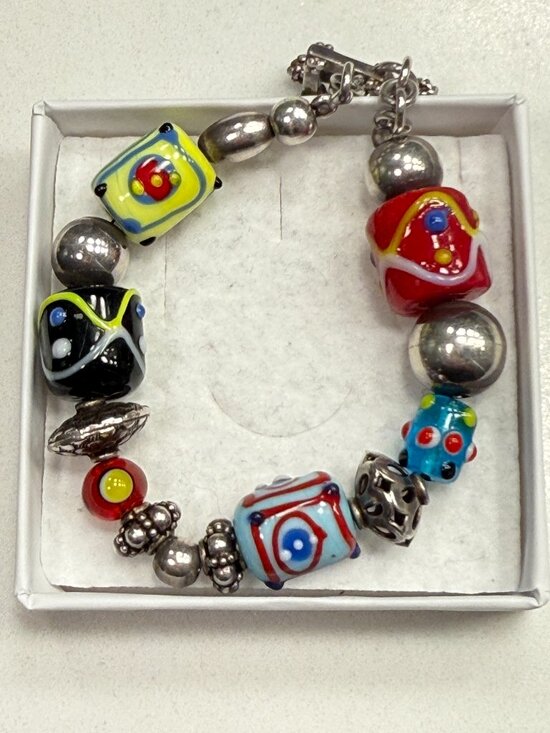 Silpada Jewelry - SILPADA-Sterling Silver Art Glass Lamp Work Toggle Bracelet B0871 RETIRED 7.75"